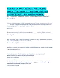 FLORIDA AIR EXAM BUSINESS AND FINANCE COMPLETE EXAM LATEST VERSION 2026-2027 QUESTIONS AND