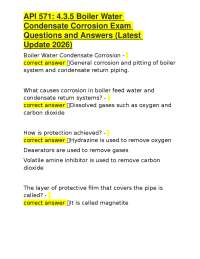 API 571: 4.3.5 Boiler Water Condensate Corrosion Exam Questions and Answers (Latest Update