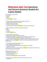 Medication Aide Test Questions and Correct Answers| Graded A+| Latest Update