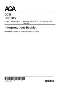 2025 AQA GCSE History Paper 1 Section A/D Interpretation Booklet
