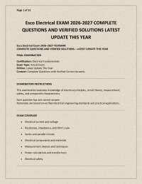 Esco Electrical Exam 2026–2027 – Complete Questions and Verified Solutions (Latest Update
