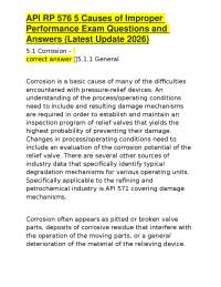 API RP 576 5 Causes of Improper Performance Exam Questions and Answers (Latest Update 2026