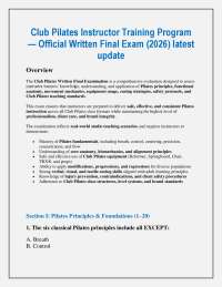 Club Pilates Instructor Training Program — Official Written Final Exam (2026) latest upd