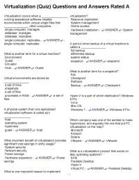 Virtualization (Quiz) Questions and Answers Rated A
