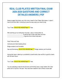REAL CLUB PILATES WRITTEN FINAL EXAM 2026-2028 QUESTIONS AND CORRECT DETAILED ANSWERS |