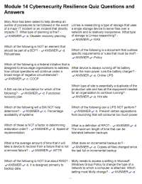 Module 14 Cybersecurity Resilience Quiz Questions