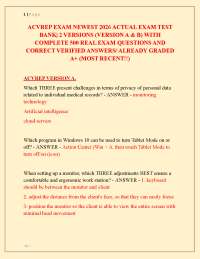 ACVREP EXAM NEWEST 2026 ACTUAL EXAM TEST BANK| 2 VERSIONS (VERSION A & B)