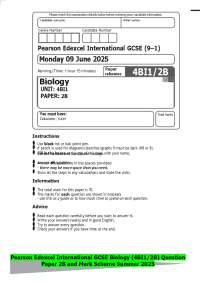 2025 Pearson Edexcel International GCSE Biology 4BI1/2B Question Paper 2B and Mark Scheme