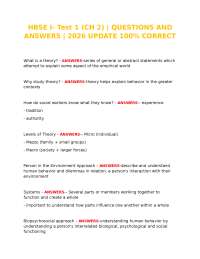 HBSE I – Test 1 (Chapter 2) 2026 Update – Verified Questions & Answers