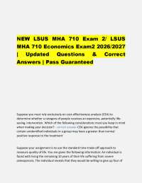 NEW LSUS MHA 710 Exam 2/ LSUS MHA 710 Economics Exam2 2026/2027 | Updated Questions & Co