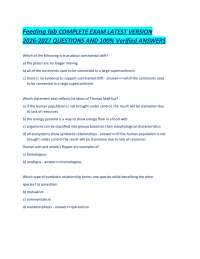 Feeding lab COMPLETE EXAM LATEST VERSION 2026-2027 QUESTIONS AND 100% Verified ANSWERS .pd