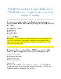 NUR 257 Chronic Exam 4 Exam Study Guide | 2026 Update with complete solutions. Galen Col