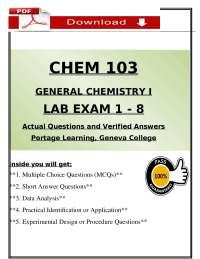 CHEM 103 Lab Exams 1–8 2026 (PDF) | General Chemistry I | Portage Learning