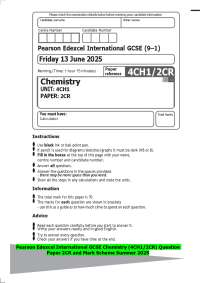 2025 Pearson Edexcel International GCSE Chemistry (4CH1/2CR) Question Paper 2CR and MS
