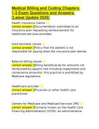 Medical Billing and Coding Chapters 1-3 Exam Questions and Answers (Latest Update 2026)