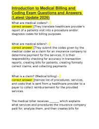 Introduction to Medical Billing and Coding Exam Questions and Answers (Latest Update 2026)