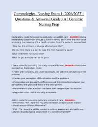 Gerontological Nursing Exam 1 (2026/2027) – Questions & Verified Answers | Graded A