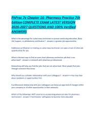 PhPrac 7e Chapter 16- Pharmacy Practice 7th Edition COMPLETE EXAM LATEST VERSION 2026-2027