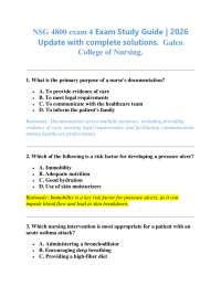 NSG 4800 exam 4 Exam Study Guide | 2026 Update with complete solutions. Galen College