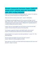 Georgia Commercial Contractor Septic COMPLETE EXAM LATEST VERSION 2026-2027 QUESTIONS AND
