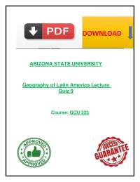 Lecture Quiz 9: Geography of Latin America (GCU 323, Arizona State University)