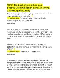 NCCT Medical office billing and coding Exam Questions and Answers (Latest Update 2026)