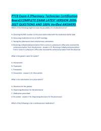 PTCB Exam 4 (Pharmacy Technician Certification Board) COMPLETE EXAM LATEST VERSION 2026-20