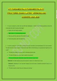ATI FUNDAMENTALS / FUNDAMENTALS ATI PROCTORED EXAM LATEST VERSION WITH ANSWERS