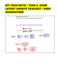ATI TEAS MATH - TEAS 6 EXAM LATEST UPDATE 2026/2027 / PASS GUARANTEED