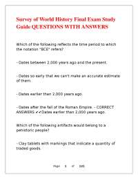 Survey of World History Final Exam Study Guide QUESTIONS WITH ANSWERS