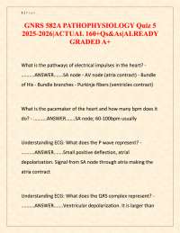 GNRS 582A PATHOPHYSIOLOGY Quiz 5 2025–2026 | ACTUAL 160+ Qs & As | ALREADY GRADED A+
