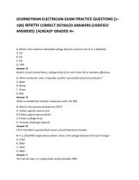 JOURNEYMAN ELECTRICIAN EXAM PRACTICE QUESTIONS (1 100) WHITH CORRECT DETAILED ANSWERS (VER