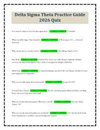 Delta Sigma Theta Practice Guide 2026 Quiz