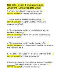 SW 606 - Exam 1 Questions and Answers (Latest Update 2026)