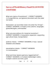 Survey of World History Final EXAM WITH ANSWERS