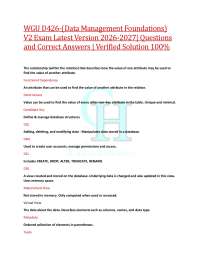 WGU D426-(Data Management Foundations) V2 Exam Latest Version 2026-2027| Questions and C