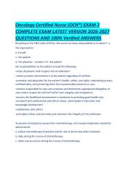 Oncology Certified Nurse (OCN) EXAM 2 COMPLETE EXAM LATEST VERSION 2026-2027 QUESTIONS AN