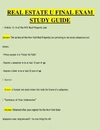 Real Estate U Final Exam Study Guide Questions And Answers