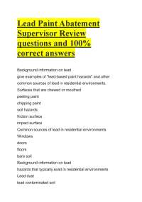 Lead Paint Abatement Supervisor Review questions and 100% correct answers