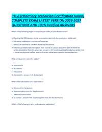 PTCB (Pharmacy Technician Certification Board) COMPLETE EXAM LATEST VERSION 2026-2027 QUES