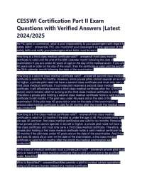 CESSWI Certification Part II Exam Questions with Verified Answers |Latest 2024/2025 A