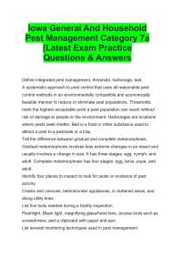 Iowa General And Household Pest Management Category 7a (Latest Exam Practice Questions & A