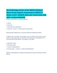 Oral Pathology portion of the NBDHE (National Board Dental Hygiene Examination) COMPLETE E