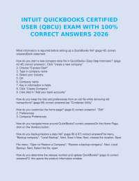 INTUIT QUICKBOOKS CERTIFIED USER (QBCU) EXAM WITH 100% CORRECT ANSWERS 2026