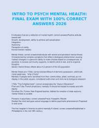 INTRO TO PSYCH MENTAL HEALTH: FINAL EXAM WITH 100% CORRECT ANSWERS 2026