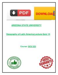 Geography of Latin America, GCU 323, Arizona State University – Lecture Quiz 14