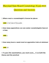 Maryland State Board Cosmetology Exam 2026 (PDF) | Laws & Licensing | Maryland