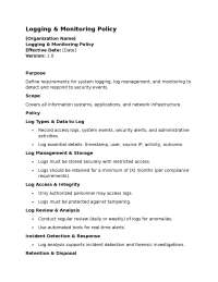 Logging & Monitoring Policy