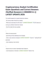 Cryptocurrency Analyst Certification Exam Questions and Correct Answers (Verified Answer