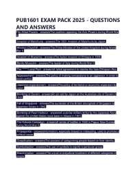 PUB1601 EXAM PACK 2025 - QUESTIONS AND ANSWERS